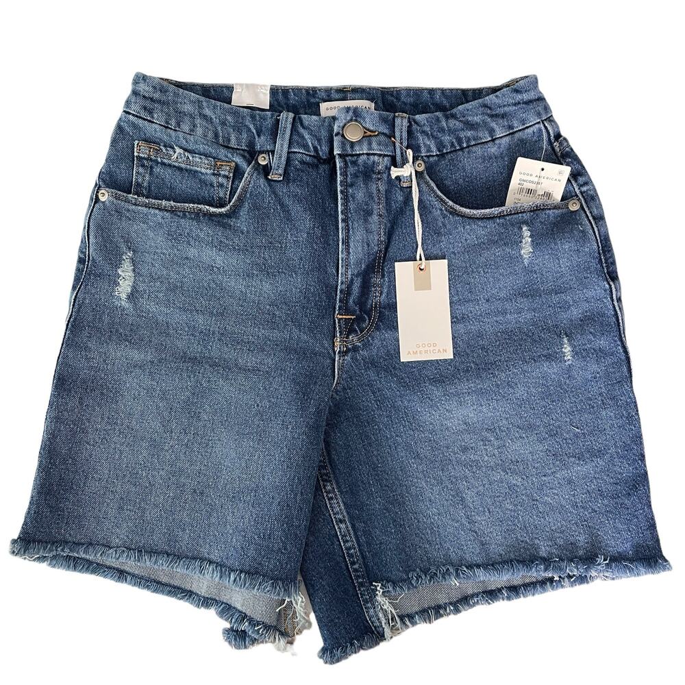 Good American Denim High Rise Shorts 151301 GNIOS235T Size 6 NEW